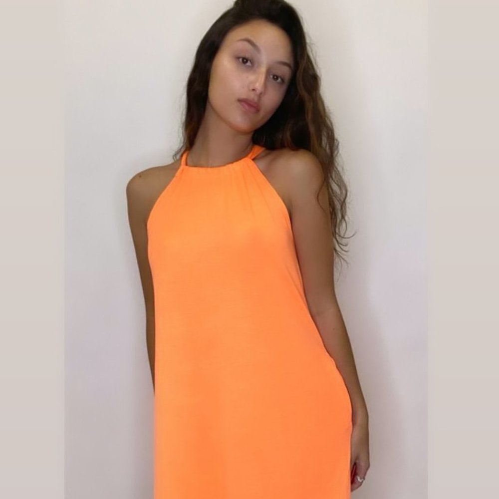 Casual Women's Summer Boho Beach Dress Sleeveless Sundresses with Pockets - Picture 4 of 5